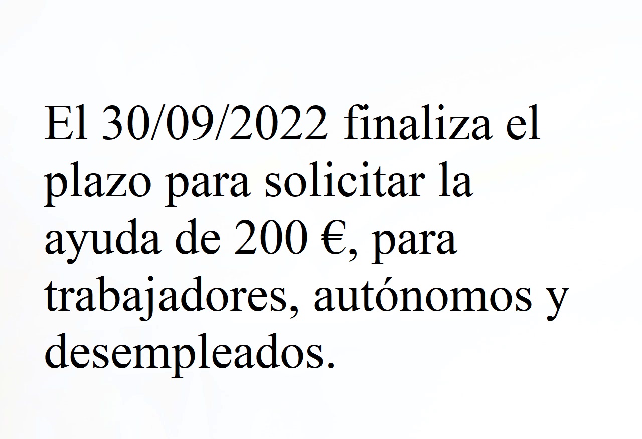 Ayuda de 200 euros para trabajadores, autónomos y desempleados.